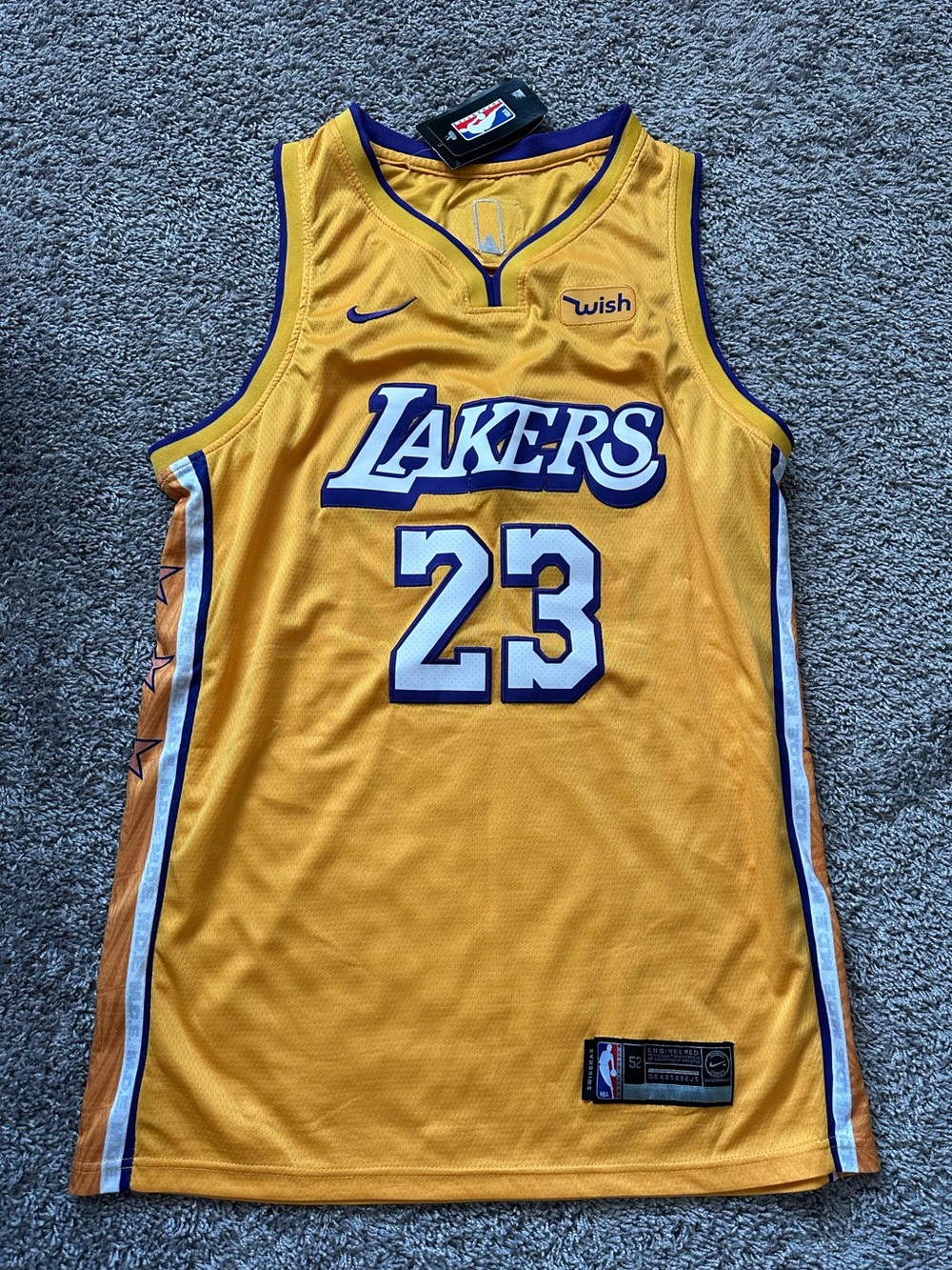 Nike Lakers Gold and Purple #23 Basketball Jersey